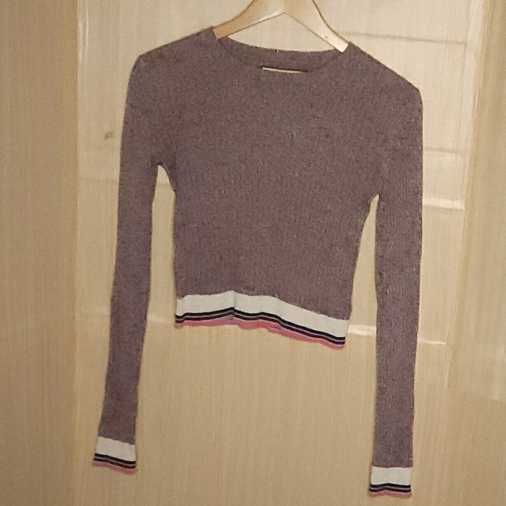 Prince & Fox Juniors Maroon Heathered Cropped Long Sleeve Top Medium